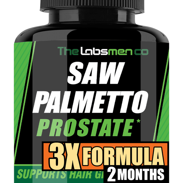 3X Formula Natural Prostate Health Supplements for Men - 1235mg Saw Palmetto Reduce Nighttime Bathroom Trips + Hair Growth/Hair Loss Prevention, 2-Mons