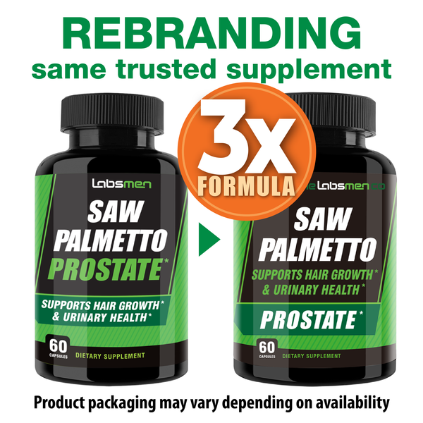 3X Formula Natural Prostate Health Supplements for Men - 1235mg Saw Palmetto Reduce Nighttime Bathroom Trips + Hair Growth/Hair Loss Prevention, 2-Mons