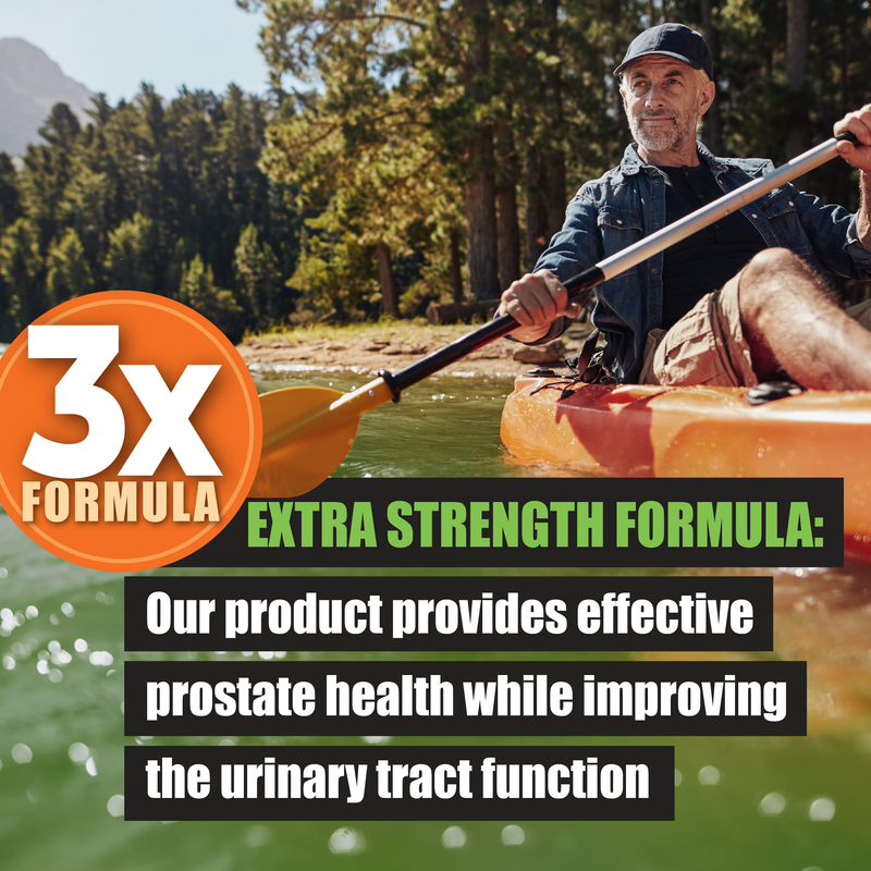 3X Formula Natural Prostate Health Supplements for Men - 1235mg Saw Palmetto Reduce Nighttime Bathroom Trips + Hair Growth/Hair Loss Prevention, 2-Mons
