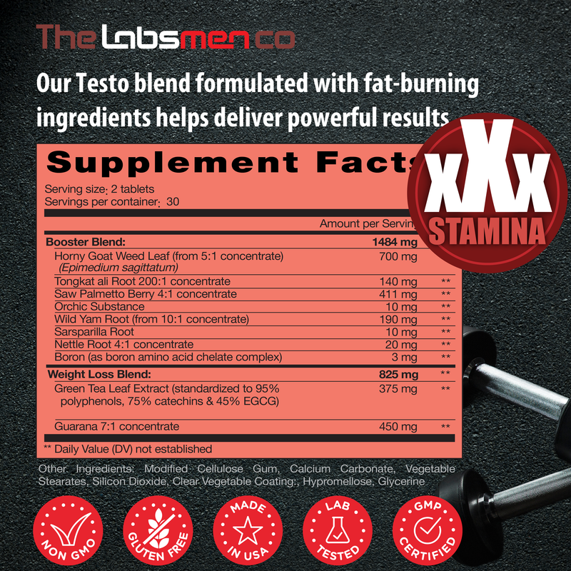 Natural Testosterone Booster for Men at Gym & Bedroom w/Horny Goat Weed & EGCG Green Tea Helps Boost Physical Performance, Restore Vitality and Support Weight Management - 60 Tablets