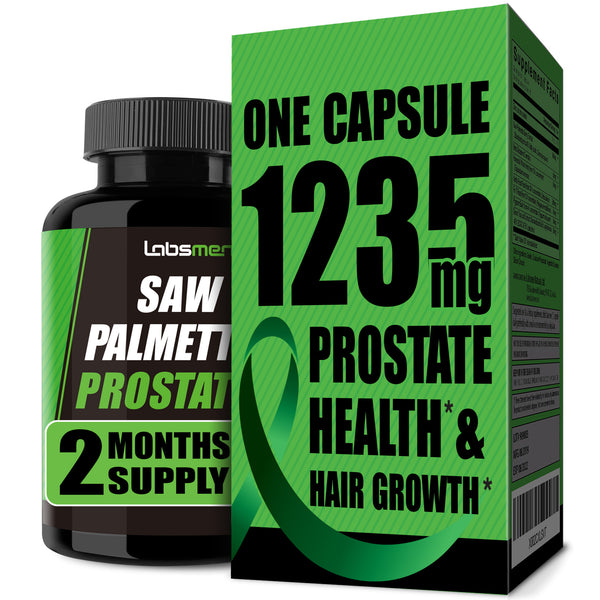 Saw Palmetto Healthy Prostate Supplement for Men 1235mg - Extra Strength Prostate Support w Frequent Urination, DHT Blocker, Hair Regrow, Hair Growth Supplement, Hair Loss Prevention