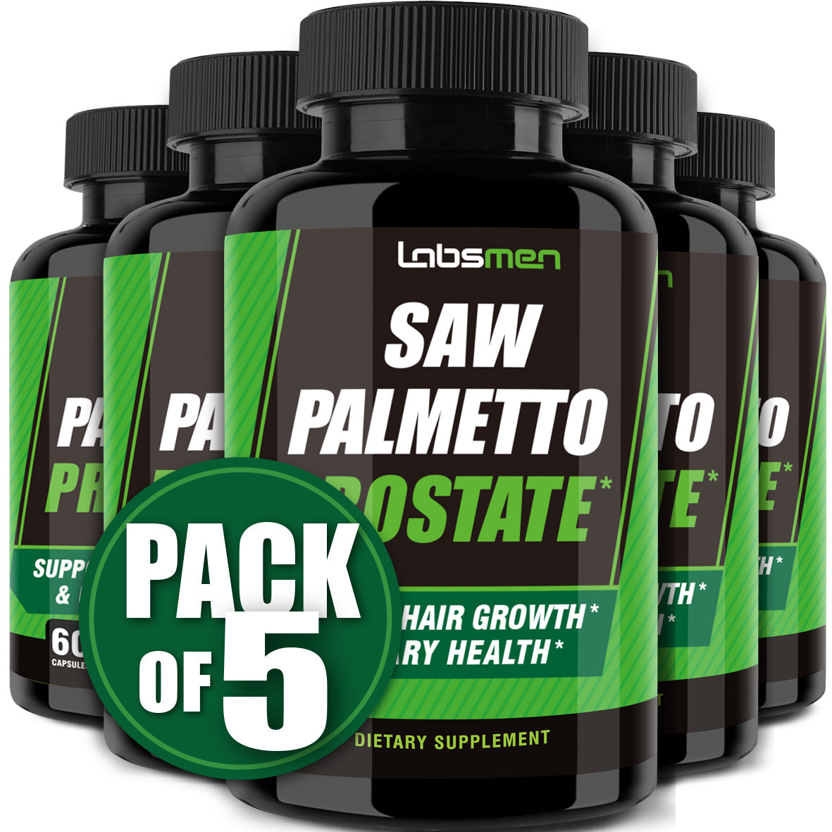3X Formula Natural Prostate Health Supplements for Men - Saw Palmetto Reduce Nighttime Bathroom Trips + Hair Growth/Hair Loss Prevention, 2-Mons