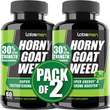 LabsMen 2-in-1 Horny Goat Weed Extract with Epimedium (13mg Icariin), Maca, Tribulus Terrestris, L Arginine & Panax Ginseng Testosterone Booster for Men | Enhance Stamina, Performance & Libido